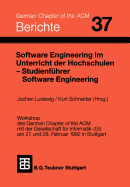 Software Engineering Im Unterricht Der Hochschulen Seuh '92 Und Studienfhrer Software Engineering