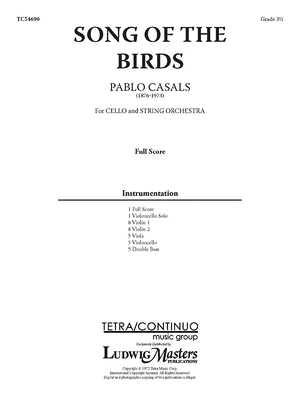 Song of the Birds for Cello and Strings: Conductor Score - Casals, Pablo (Composer)