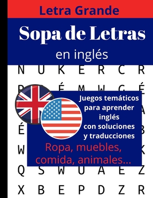 Sopa de letras en ingls: libro de sopa de letras para adultos y mayores - Para Adultos Y Mayores, Sopa de Letras