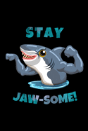 Stay Jaw-Some: Shark Notebook A5 (6"x9" 100 pages Dot Grid Black Cover)