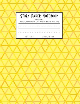 Story Paper Notebook for Grades K-2: Title Line, Box for Drawing, and Half Page Lined Paper with Middle Dash, 7.44 in X 9.69 In, 50 Sheets / 100 Pages, Yellow - Vivid Ink Vault
