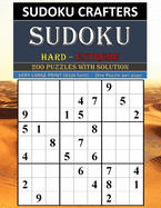 SUDOKU Hard - Extreme 200 PUZZLES WITH SOLUTION: VERY LARGE PRINT (65pt font) - One Puzzle per page