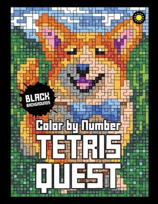 Tetris Quest Color By Number (Black Background): Color Quest Activity Coloring Book for Adults Relaxation - Drawing, Sunlife