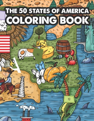 The 50 States of America Coloring Book: USA 50 States of America coloring book amazing and detailed designs Best Gift For Adults or kids - Publishing, Fallakdess