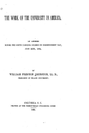 The work of the university in America (1884)