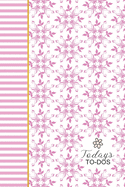 Today's TO-DOS: To Do List Undated Notebook, Daily Work Task Checklist, Daily Task Planner, Checklist Planner School Home Office Time Management - Pink Leaves And White Background Cover