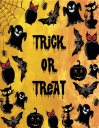 Trick or treat: Trick or treat on yellow cover and Dot Graph Line Sketch pages, Extra large (8.5 x 11) inches, 110 pages, White paper, Sketch, Draw and Paint