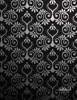 Unruled Notebook: Ornamental Black & Silver Soft Cover Large (8.5 x 11 inches) Letter Size 100 Unlined Pages Unlined Art Deco Notes - Creatives, Supure