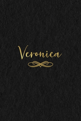 Veronica: Personalized Journal to Write In - Black Gold Custom Name Line Notebook - Ashley, Jessica