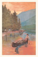 Vintage Journal Woman Canoeing on River