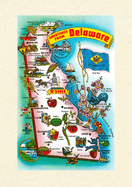 Vintage Lined Notebook Greetings from Delaware, Map
