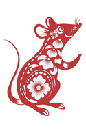 Year of the Rat: Journal Red Paper Cut Rat Chinese Zodiac Sign Happy Chinese New Year 2020 Year of the Rat 100 lined pages, 6"x9" Kawaii