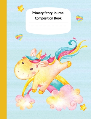 Yellow Unicorn Pastel Primary Story Journal Composition Book: Grade Level K-2 Draw and Write, Dotted Midline Creative Picture Notebook Early Childhood to Kindergarten (Fantasy Magical Creatures) - Willow, Enchanted