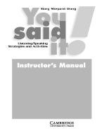 You Said It! Instructor's Manual: Listening/Speaking Strategies and Activities
