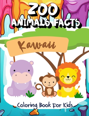 Zoo Animals Facts Coloring Book for kids: Learn Fun Facts and Color 56 Illustrations in Kawaii Style of 28 Animals from Around the World in Both English and Spanish. For kids Ages 4-8 - Lart, Vana