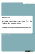 Zu Emile Durkheims Dissertation Uber Die Teilung Der Sozialen Arbeit